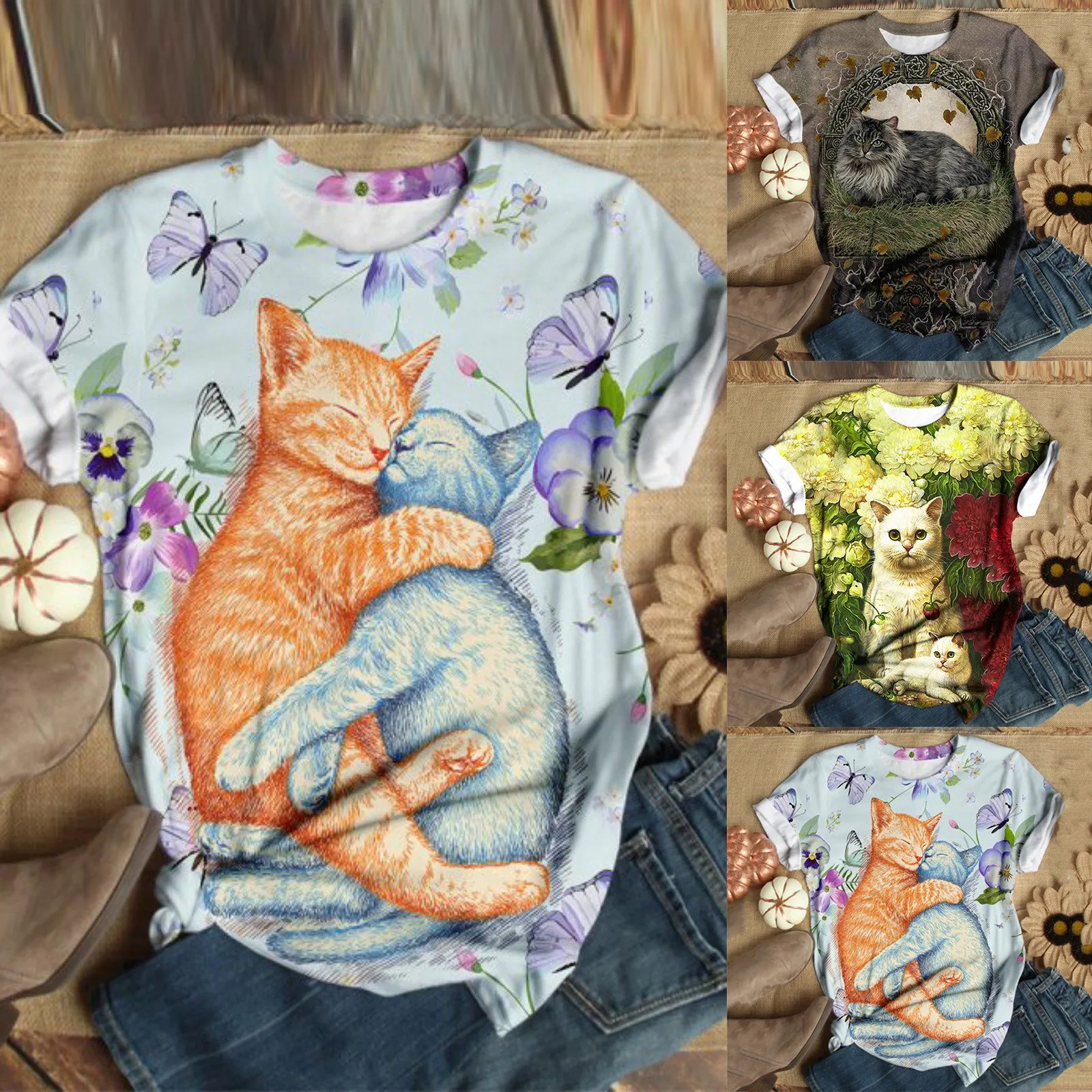 

70# Tshirt Women Plus Size Short Sleeve 3d Animal Printed O-neck Tops Tee T-shirt Ropa Mujer Top Women Harajuku T Shirt Femme