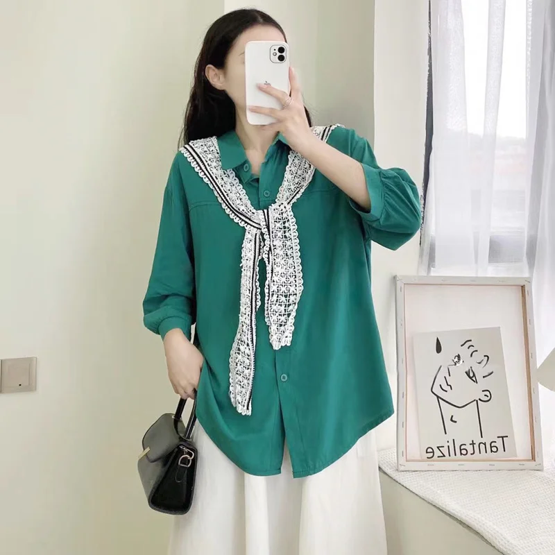 

Long Sleeve Shirt Autumn Solid Color Two-Piece Shawl