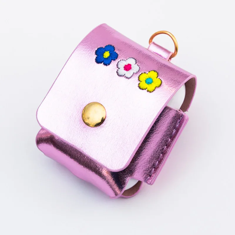 purple Bentoy Вышивка Цветы Airpod чехол для хранения лазер PU наушники сумка для хранения беспроводной Bluetooth чехол Hyun Ah стильное портмоне для монет - Цвет: purple