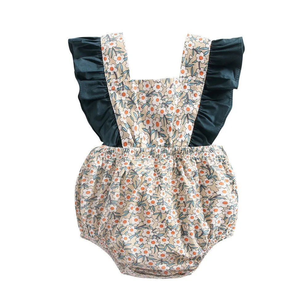 

New Design Flower Baby Girl Toddlers Fashion Newborn Toddlers Cotton Babies Outfits Patchwork Kids Clothes 0-24M