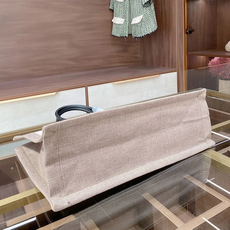 

With Logo Autumn and Winter Female Big Bag Simple Fashion Casual Canvas One-Shoulder Portable Shopping Bag Large Capacity