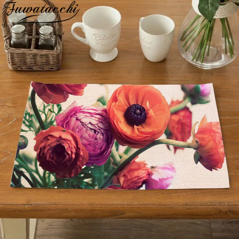 Fuwatacchi Coffee Place Mat Linen Ramadan Dining Table Placemat Tableware Fiber Pad Coaster Eid Party Supplies Table Placemats