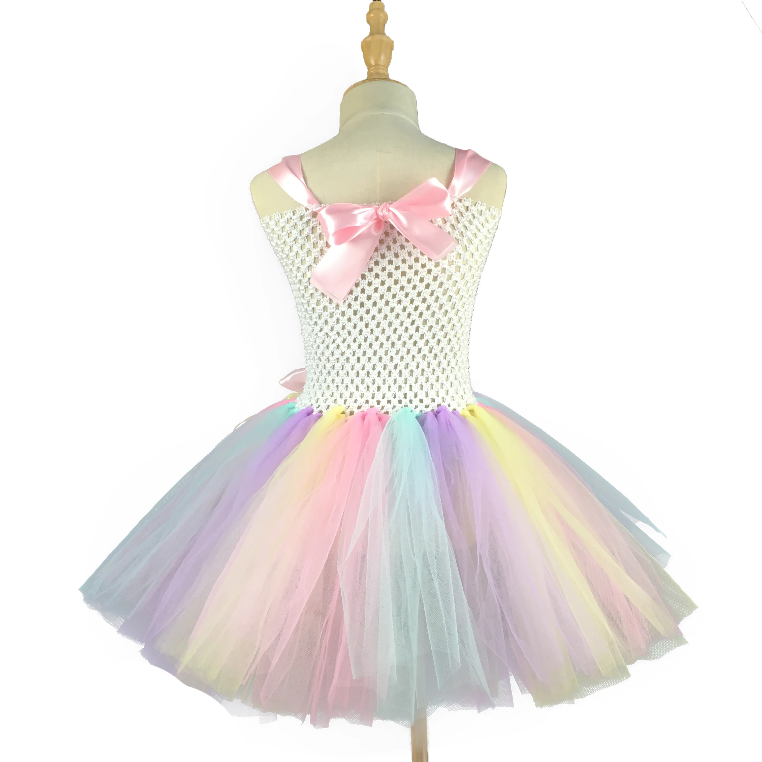 Пастельное платье-пачка с единорогом для девочек детское платье из тюля розовой