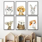 Настенная картина для детской комнаты, постеры и принты на холсте с кроликом, кошкой, собакой, морской свиньей, лосями, выдрой, декор для детской комнаты