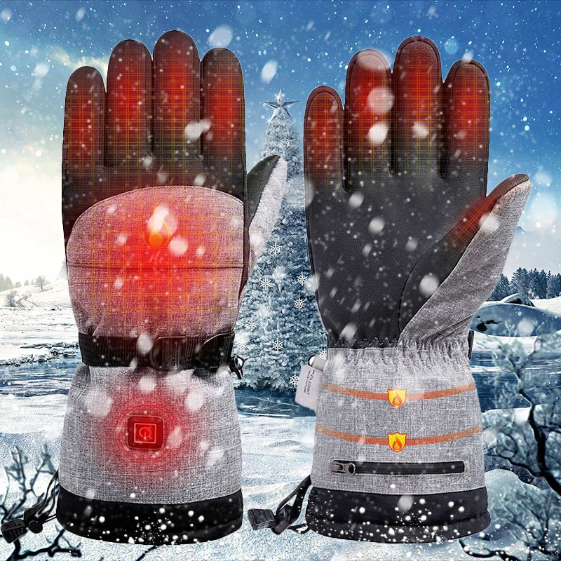 

New Winter Equipment Electric Heated Gloves Windproof Cycling Warm Heating Touch Screen Skiing Gloves USB Powered Heated Gloves