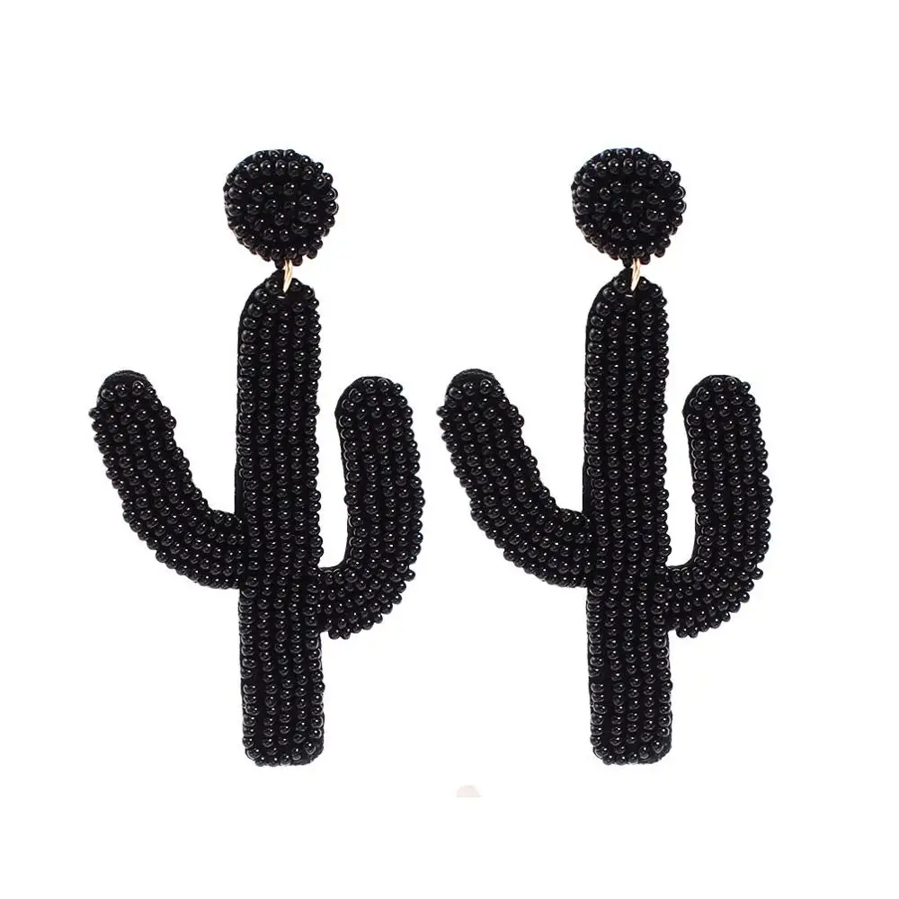 Black Earrings MANILAI, модные кактусы, бисерные Висячие серьги, для женщин,, Богемия, массивные, ручная работа, разные цвета, подарок, вечерние ювелирные изделия - Окраска металла: Black Earrings
