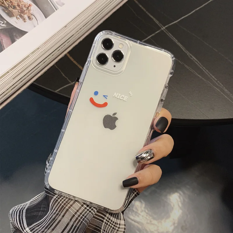 

LOA high quality casing iphone design cases 12pro simple smile for iPhone case XS Max Apple 11 drop proof airbag XR couple 8plus