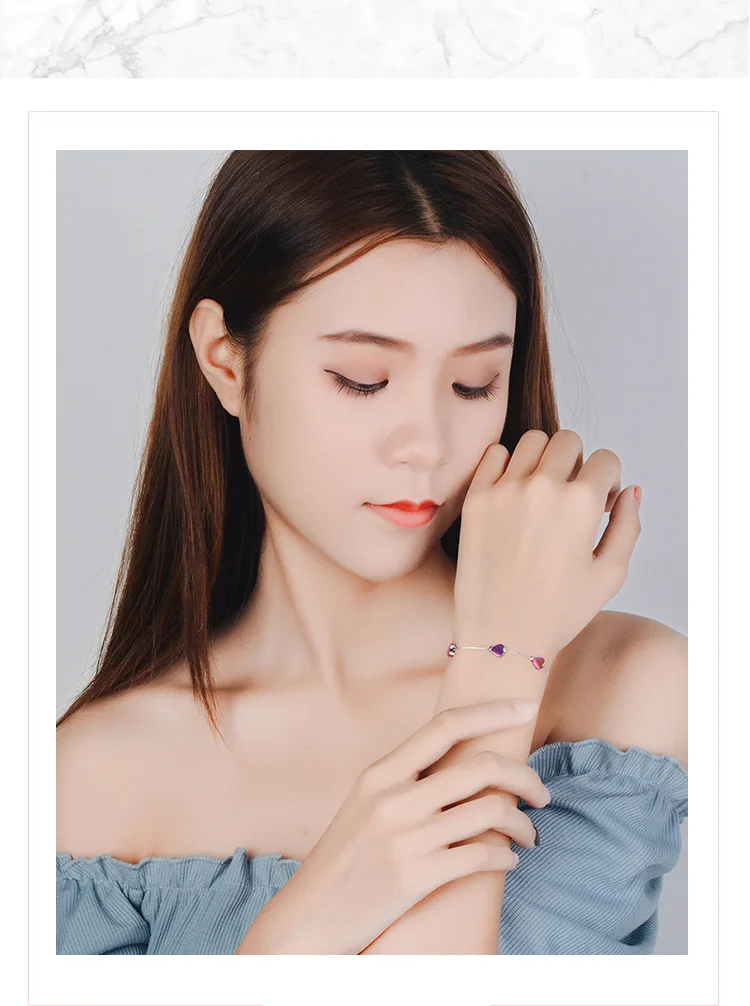 Luxury Silver color Bracelets Coloful Love Heart Zircon &amp Bangles For Women pulseira feminina Gift Jewelry | Украшения и