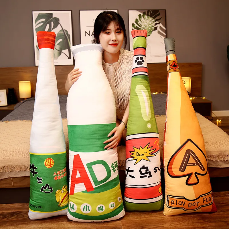 

Kawaii Wine Bottle AD Calcium Milk Sleeping Plush Pillow Kid Toys Girl Christmas Gifts Toys for Children Home Decor
