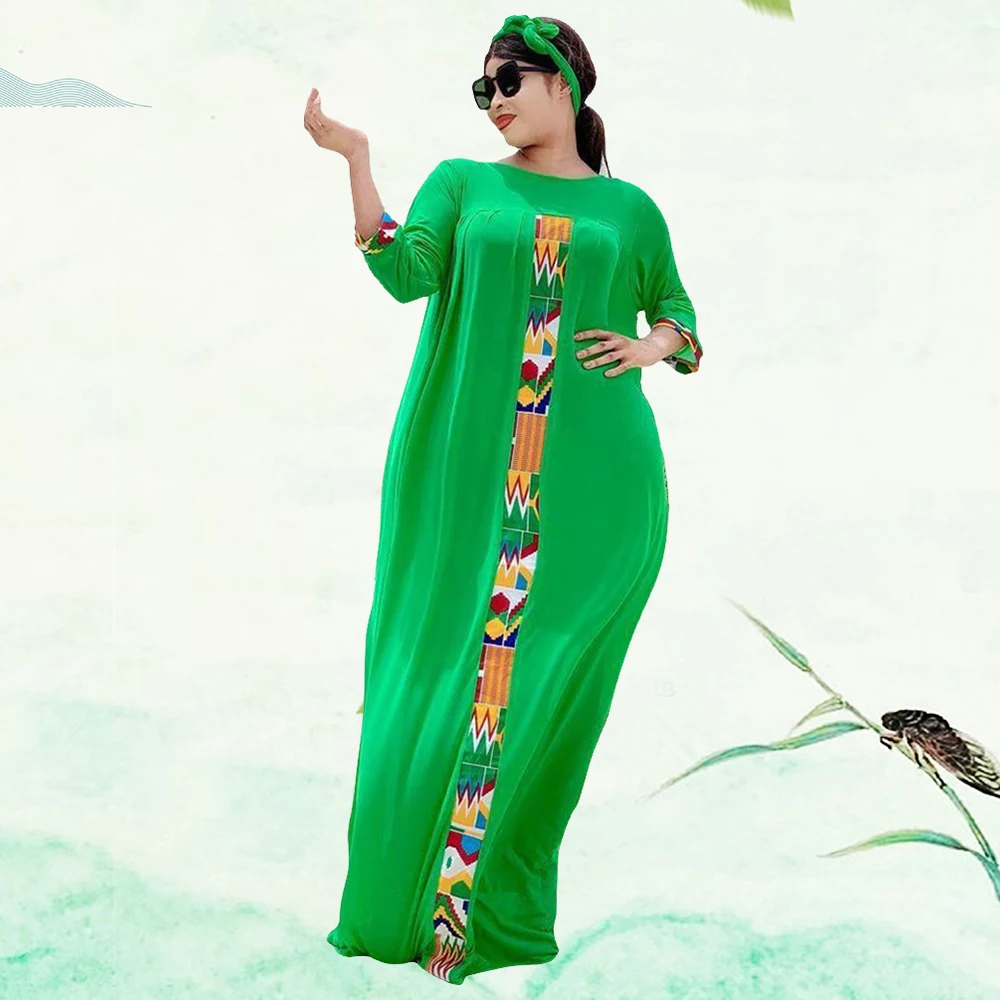 Модные женские африканские платья Abayas с новейшим рисунком и круглым вырезом