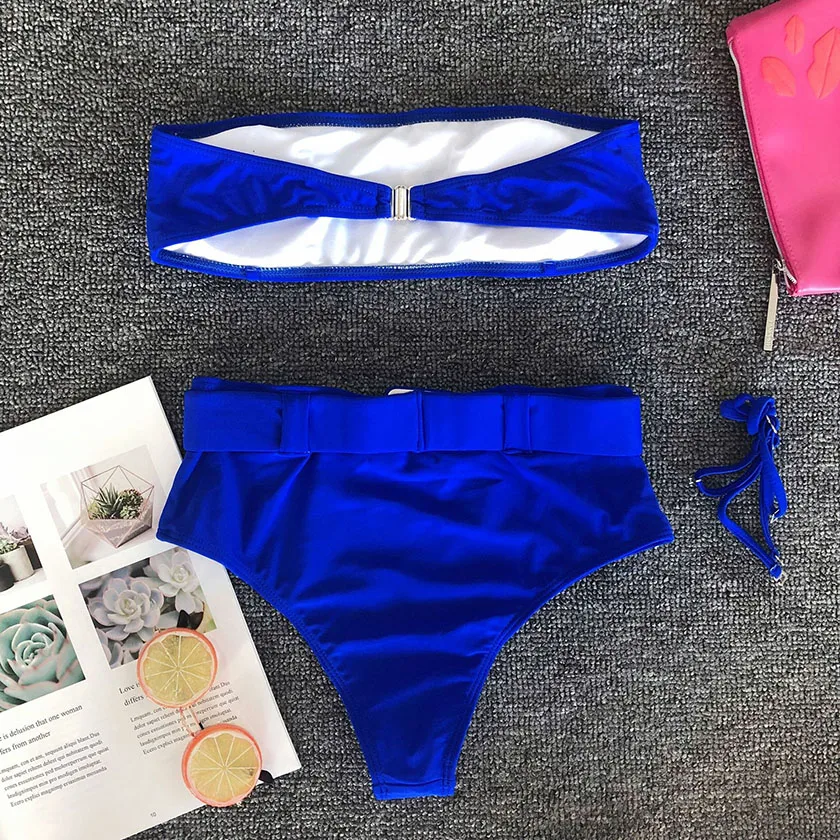 Винтажный купальник с высокой талией бикини танкини сексуальный бандо Бикини maio