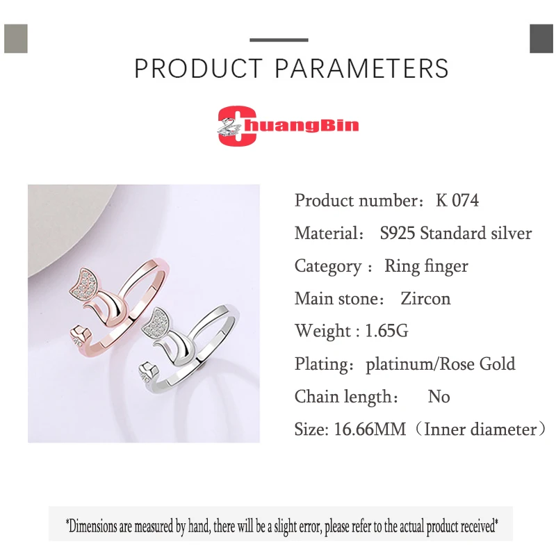 

Genuine S925 Sterling Silver Jewelry Men and Women Creative Japan and South Korea Cute Cat Couple Ring Opening Adjustable Size