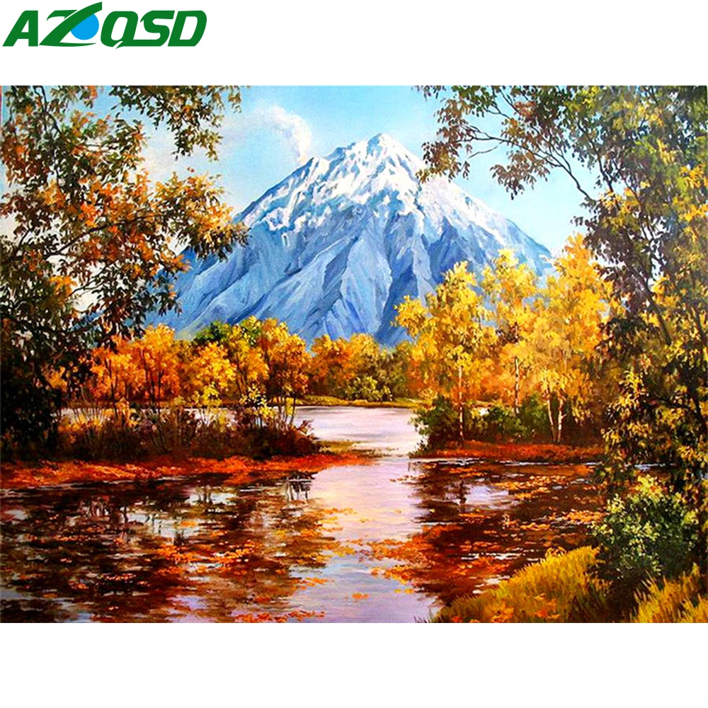 Набор для алмазной вышивки AZQSD 5D картина из страз пейзаж осени мозаика украшения