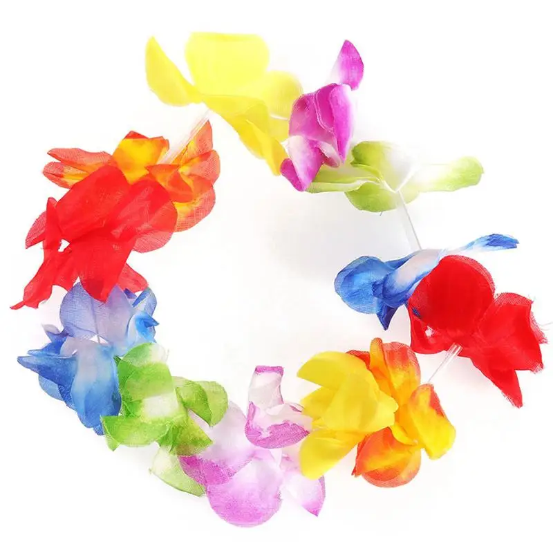 

Hawaiian Style Skirt Set Simulation Flower Headdress Bracelets Hanging Garland Party Costume Accessories