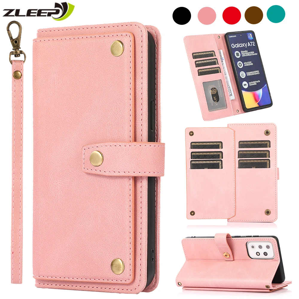 

Luxury Leather Wallet Card Flip Case For Samsung Galaxy S21 S20 FE S10 S9 S8 S7 Edge Note 20 Ultra 10 Plus 9 8 Phone Bags Cover
