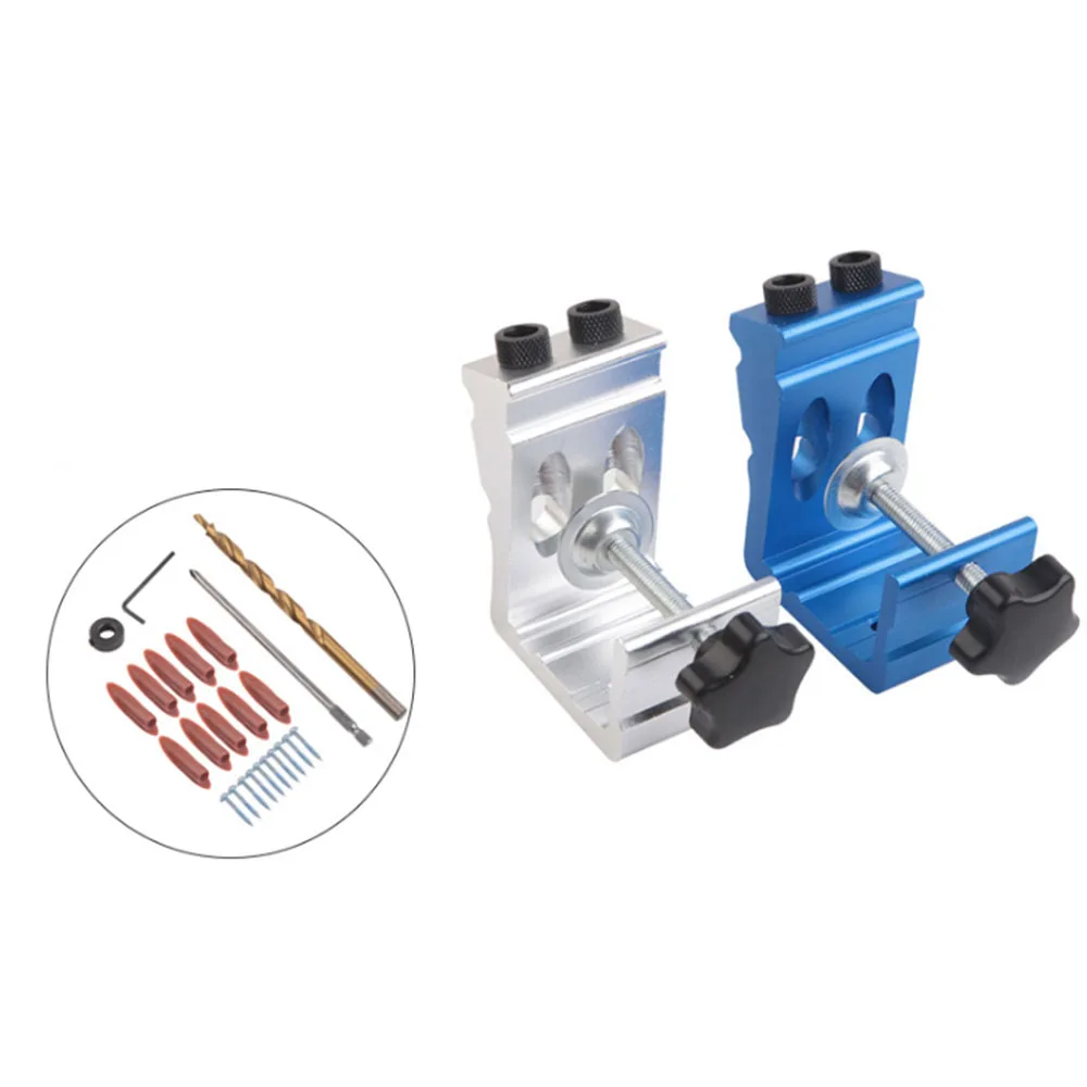 

All-In-One Aluminum Pocket Hole Jig Kit Woodworking Inclined Hole Positioner For Woodworking Angle Drilling Holes Carpenters