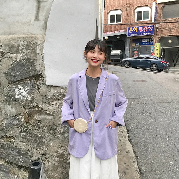

2 colors 2019 Autumn Women solid color Office Lady Blazer preppy style thin Jackets Elegant Work Blazers Feminino (F3811)