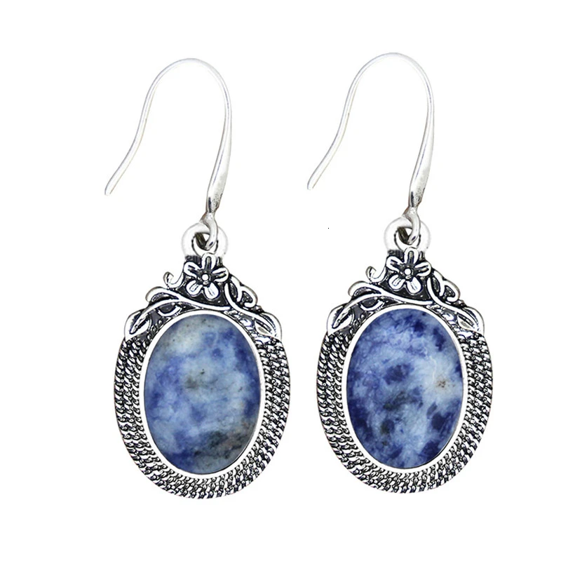 Natural River Stone Натуральный кварц Lapis серьги из нефрита для женщин Винтаж натуральный камень аметисты ювелирные изделия - Окраска металла: Natural River Stone