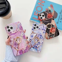 13pro max plating flowers marble ring holder stand phone case for iphone 11 12 pro max case xr xs max 7 8 plus se2 12mini cover