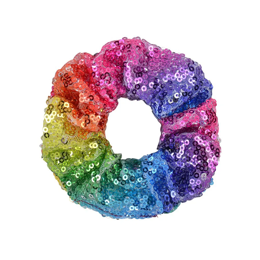

4.3 Inch Solid Sequin Scrunchie Elastic Hair Band For Women Girls Ponytail Holder Hair Rope Headband Hair Accessories