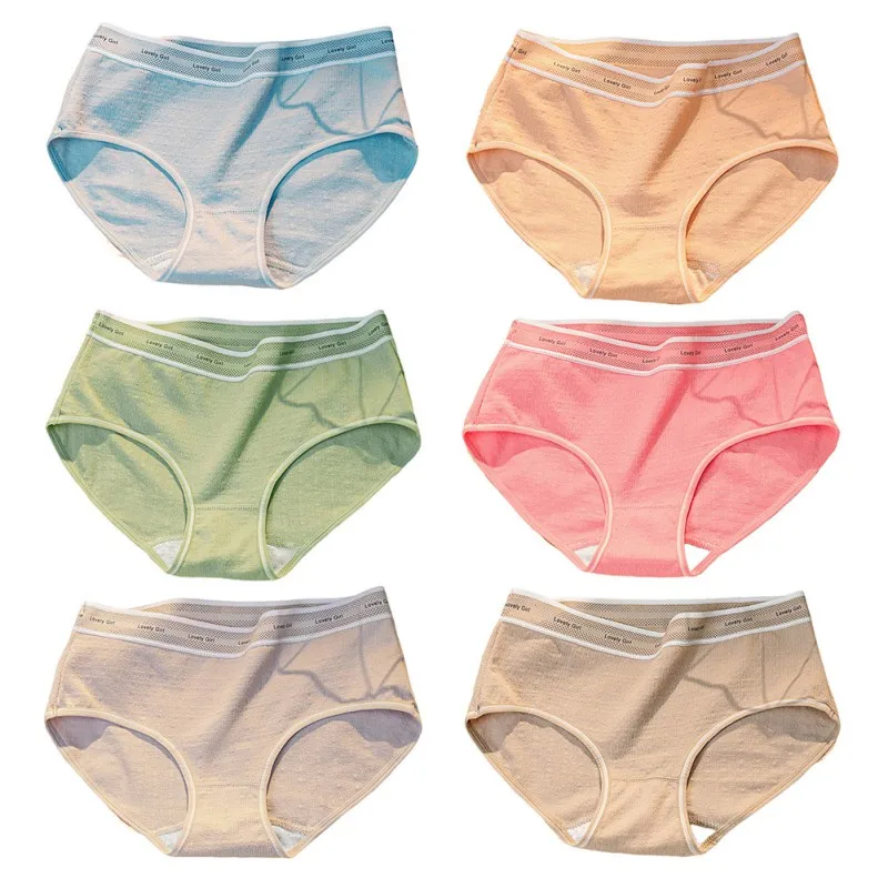 

Cotton Women Panties Letter Print High Elastic Mid Waist Fashion Briefs Underwear Breathable Comfort Female Panty
