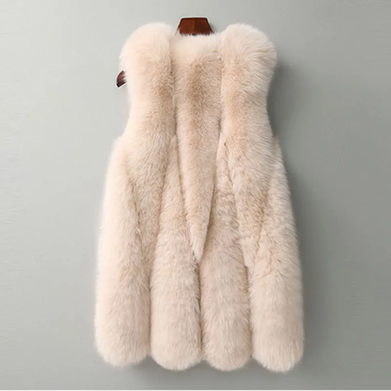 KALENMOS New Arrival Long Faux Fur Vest Fluffy Jacket Plus Size Women Slim Fake Coats High Quality Artificial Gilet 2020 | Женская