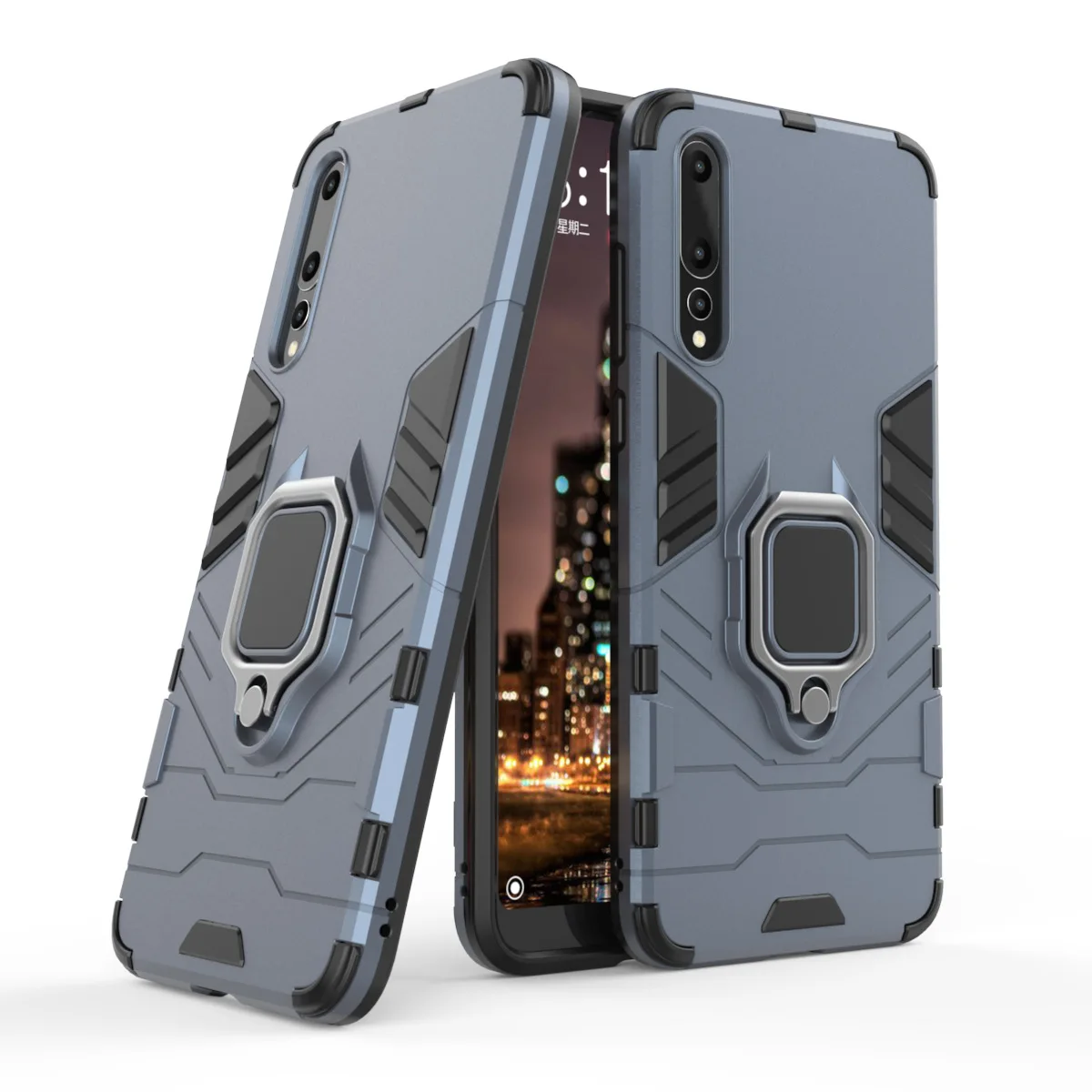 armor shockproof ring holder case for huawei p20 p20 pro hard pc soft tpu hybrid rugged back cover free global shipping