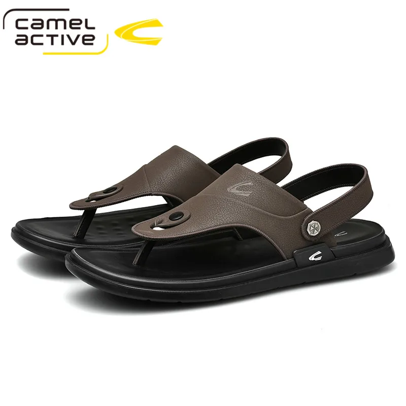Мужские кожаные сандалии Camel Active пляжная обувь дышащие шлепанцы повседневные