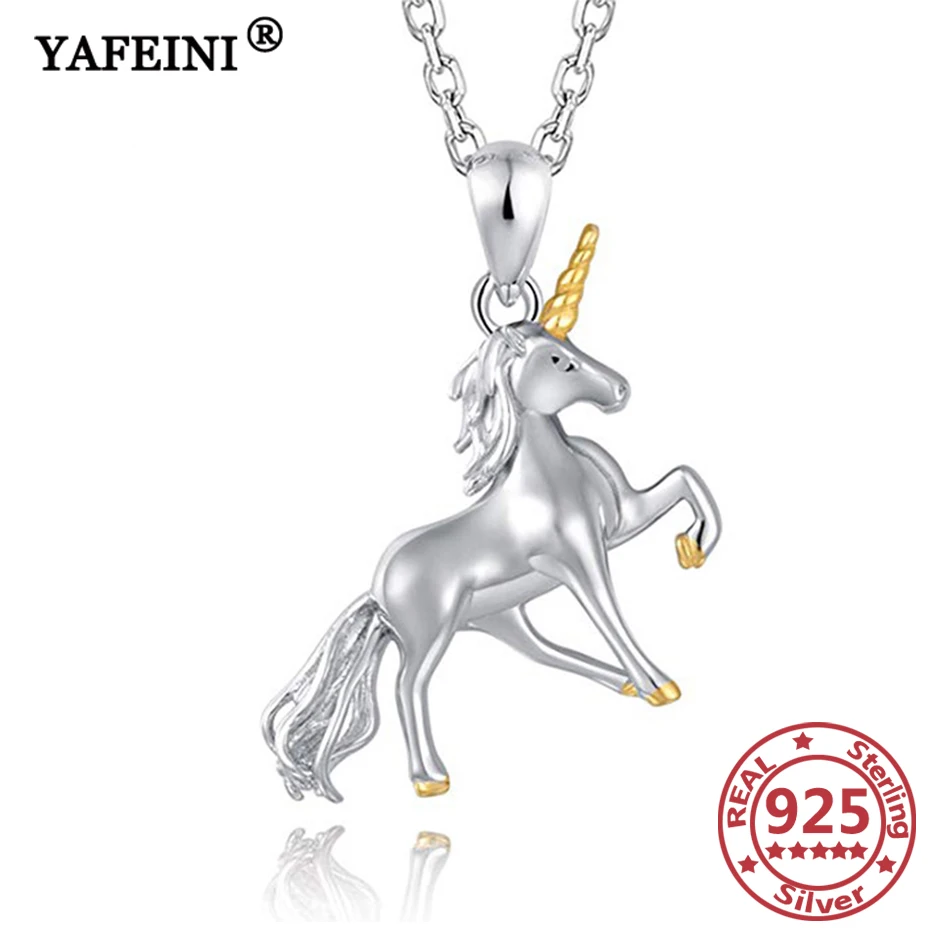 

YAFEINI 925 Sterling Silver Unicorn Pendant Necklace Silver 925 Jewelry Unisex Chain Woman's Jewelry Graduation Gift Girl's Gift