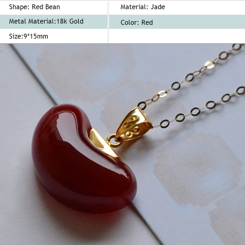 Чжиси Высокое качество 9*15 мм красные бобы ожерелье и кулон с натуральным 18