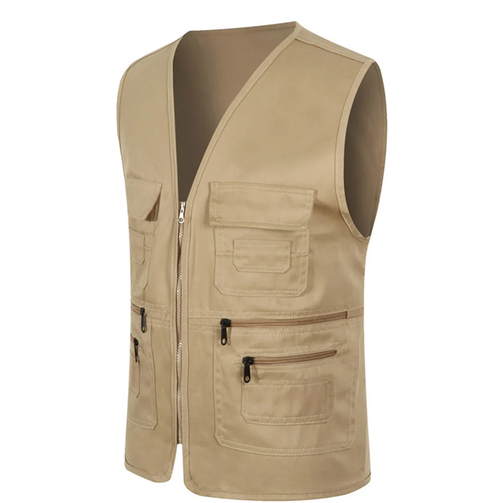 Однотонный жилет с несколькими карманами унисекс для работы рыбалки фотосъемки