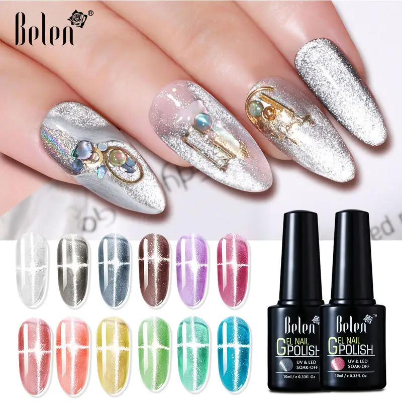 Belen Crystal Snowlight Магнитный 5D кошачий глаз УФ гель для ногтей Полупостоянный
