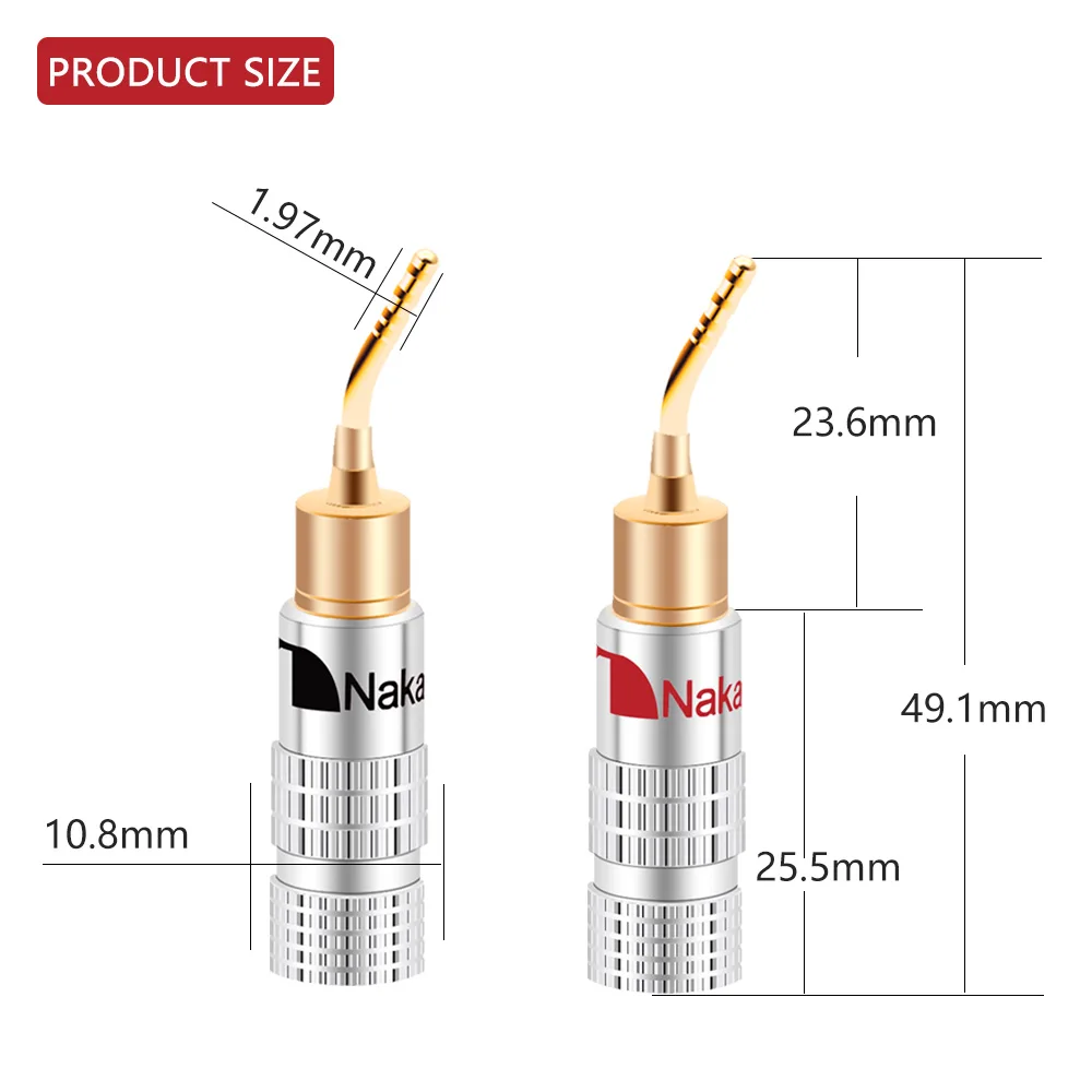 2Pcs High Quality New 24K Gold Nakamichi Speaker Pin Angel 2mm Banana Plugs wire Screw Lock Connector | Обустройство дома