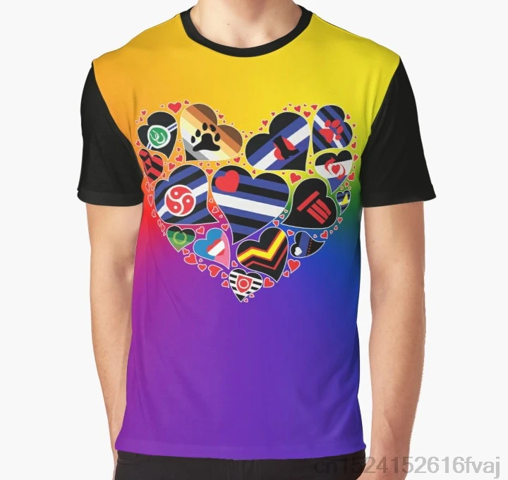 Женская футболка с принтом по всему миру Мужская забавная BDSM Pride Heart флаги