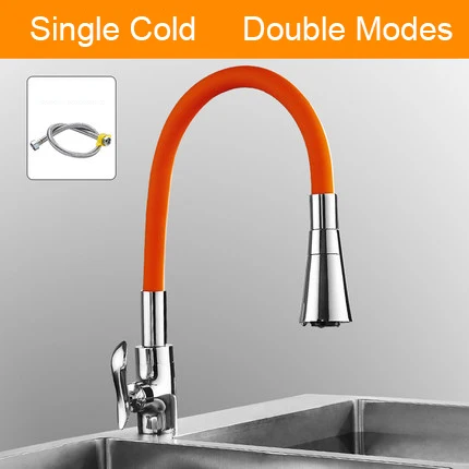Senlesen Single Cold& Mixer Water Kitchen Faucet Silica Gel Nose Any Direction Rotating Torneira Cozinha Single Handle Tap - Цвет: cold 2-ways