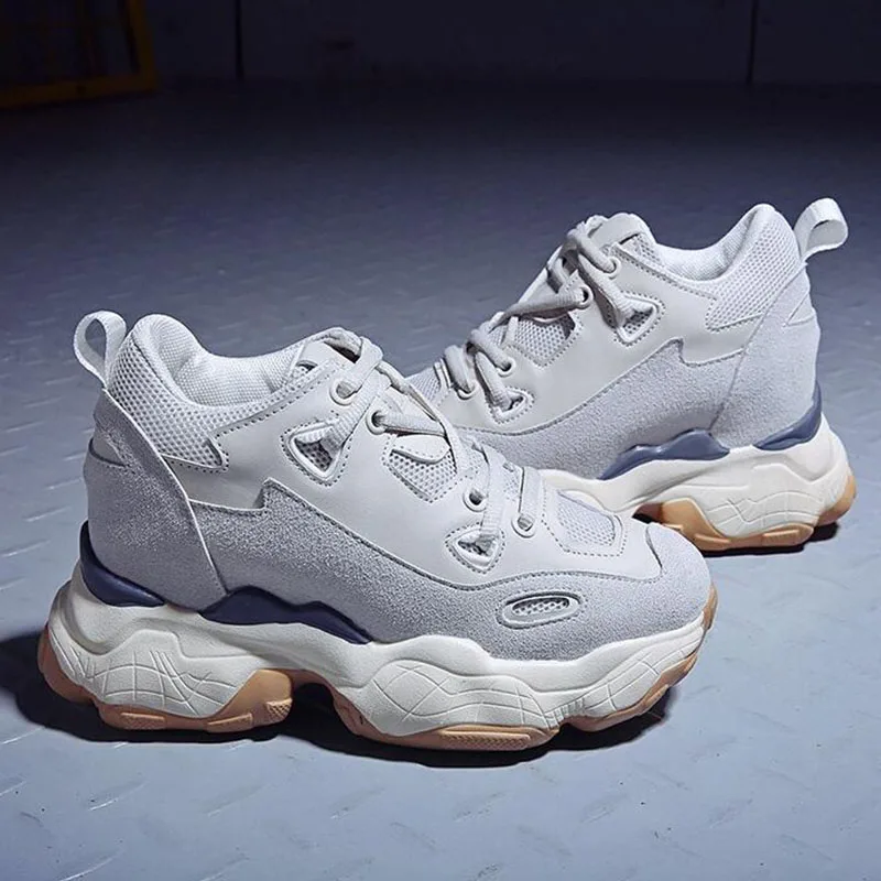 Tleni/Женская обувь на платформе, увеличивающая рост; Chaussure Femme; кроссовки; обувь из сетчатого материала; женская обувь на танкетке; спортивная обувь на высоком каблуке; ZD-205