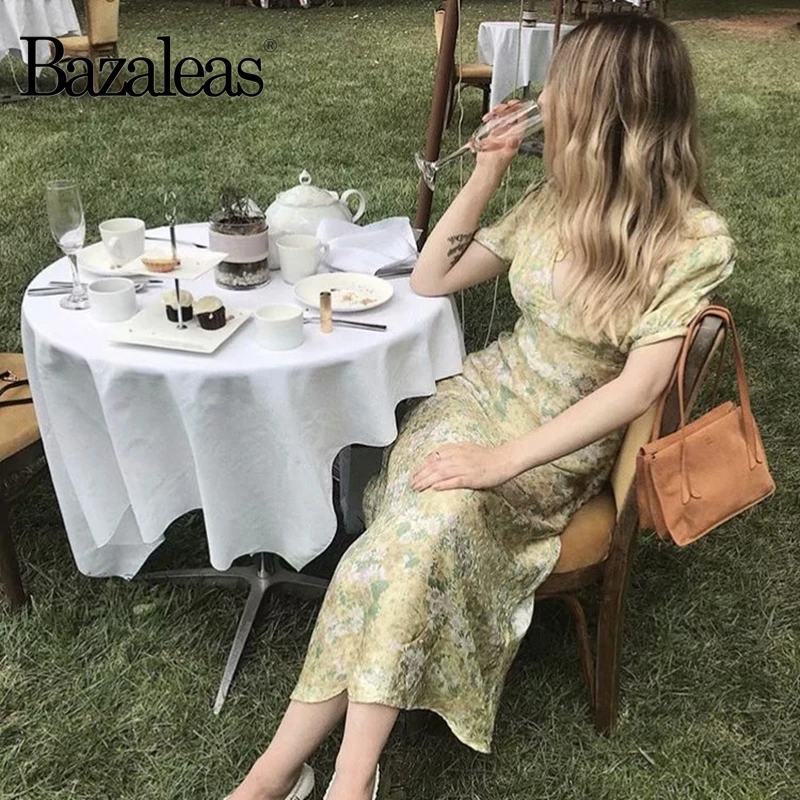 Платье женское длинное с V-образным вырезом и цветочным принтом | Женская одежда