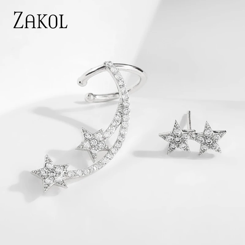 ZAKOL корейские высококачественные кубические циркониевые пятиконечные звездочки