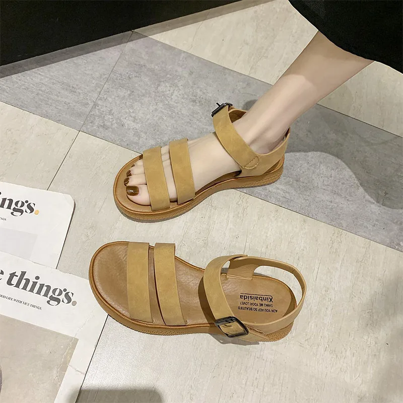 

Fashion Gladiator Sandalias Mujer 2021 Summer Outdoor Beach Sandals Rome Casual Sports Flat Shoes Women Black Brown Khaki