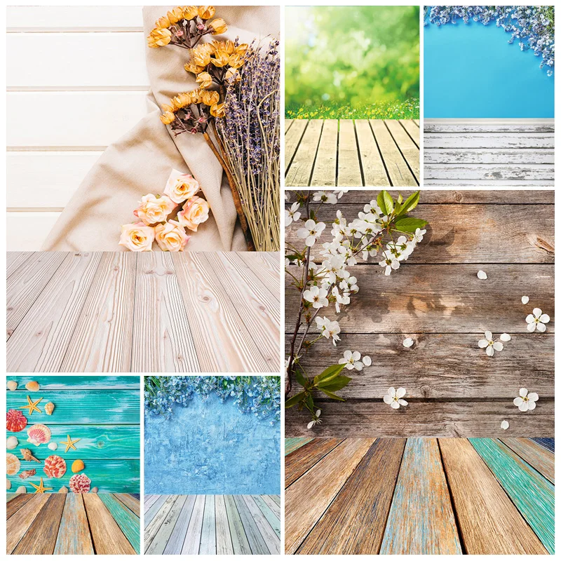 

SHUOZHIKE Spring Photography Background Leaves Flower Wood Floor Vinyl Backdrop Studio Photo for Newborn Photocall 210320CAT-03