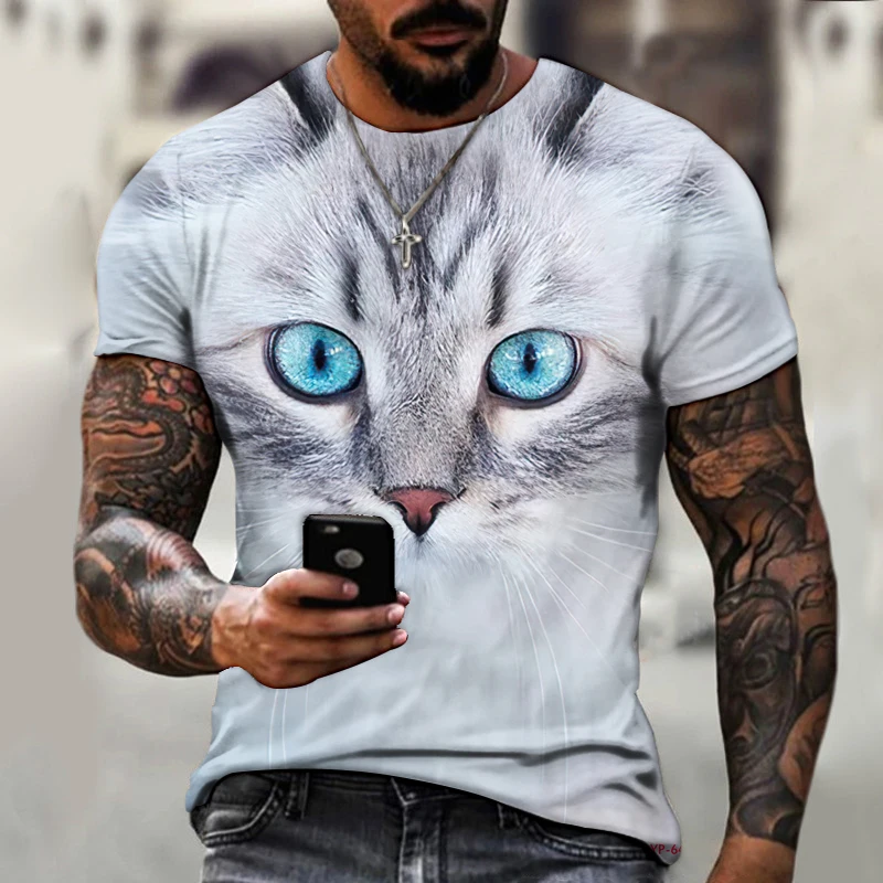 

Fashion Design New 3D Animal Tshirt Cute Cat Men's T-shirt Casual Round Neck Funny Free shipping Oversized Plus-size T-shirts