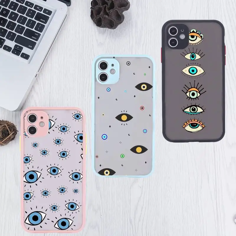 

Evil Eye lucky girl eye Phone Case Clear Funda matte transparent For blue iPhone 7 8 x xs xr 11 12 pro plus max mini