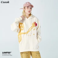 retro oversize casual hooded sweatshirts cartoons skeleton graphic heart embroid harajuku cotton loose pullover couples tops