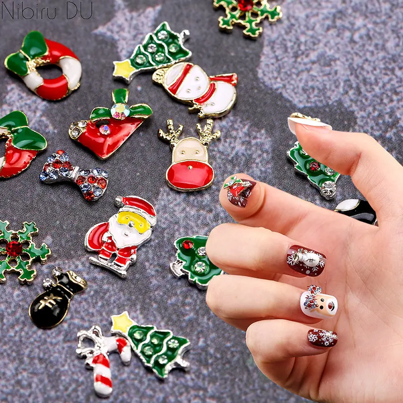 

Christmas Decoration Nail Art Accessories Santa Claus Cartoon Crystal Rhinestones 3D Nail Charms Parts Christmas Supplies