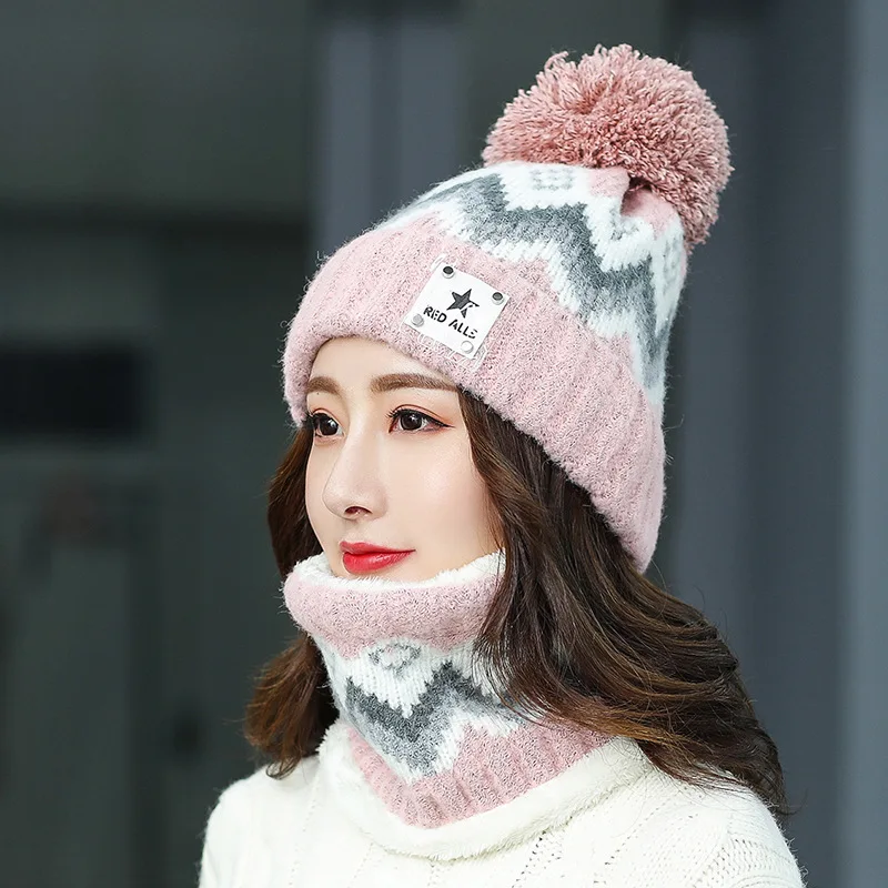 

2021 Balaclava Women's Knitted Hat Scarf Caps Neck Warmer Winter Hats For Men Women Skullies Beanies Warm Fleece Cap 6 Colors