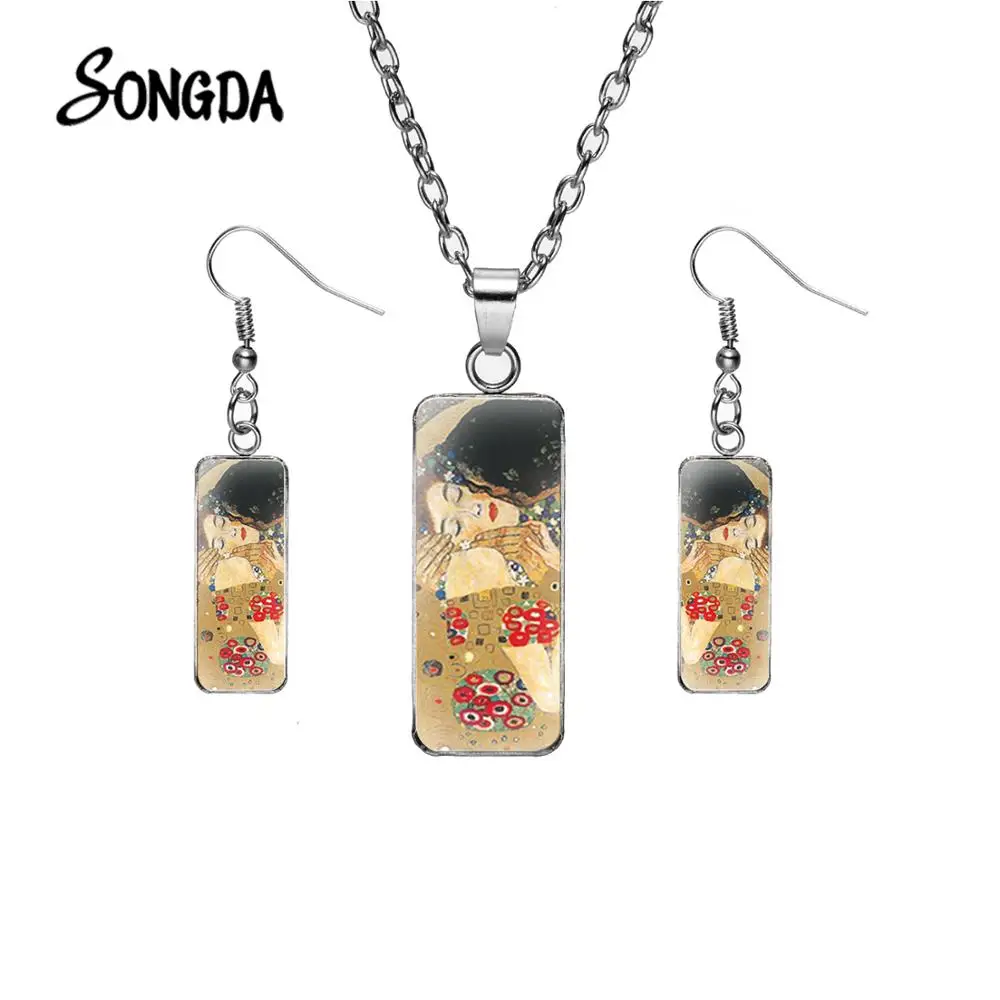 Классическая художник Густав Климт поцелуй Abstrac картина Ювелирные наборы