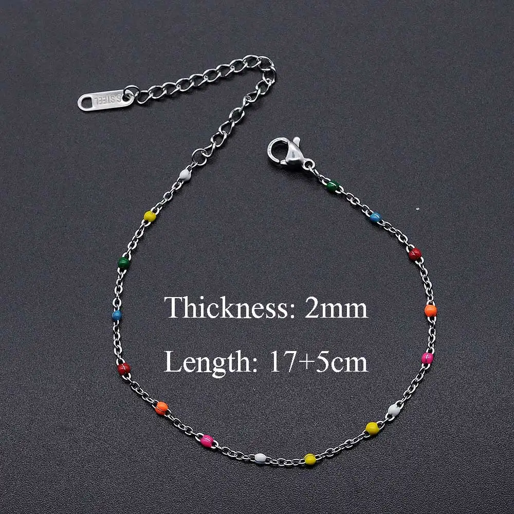 5 шт./лот браслет из нержавеющей стали с эмалью и шариком бисера оптовая продажа