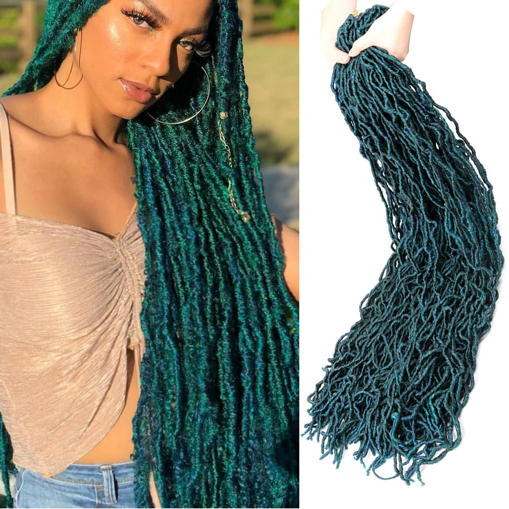 Saisity Ombre Synthetic Faux Locs 24Inches Crochet Hair Long Curly Dreadlocks Hair Extensions Natural Soft Locs Crochet Braids