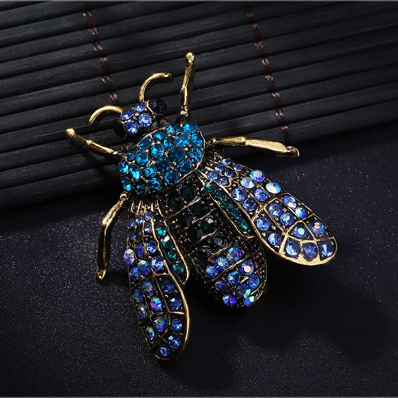 Женская Винтажная брошь Morkopela черная в виде насекомого булавка пчелы стразы на