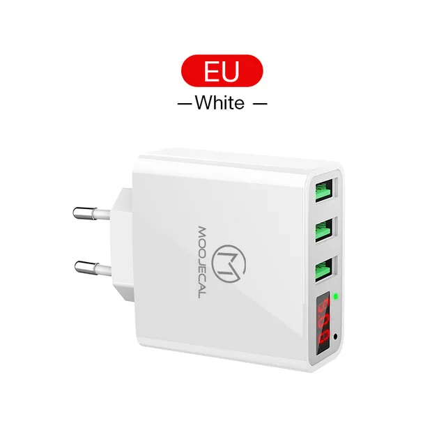 EU White MOOJECAL Мульти USB зарядное устройство для iPhone samsung Xiaomi Mi 3A Быстрая зарядка дорожное настенное зарядное устройство ЕС штекер светодиодный зарядное устройство для мобильного телефона - Тип штекера: EU White